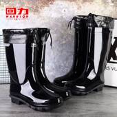 户外厚实耐穿防水靴抢险救灾胶鞋 回力男士 雨靴中高筒安全反光雨鞋