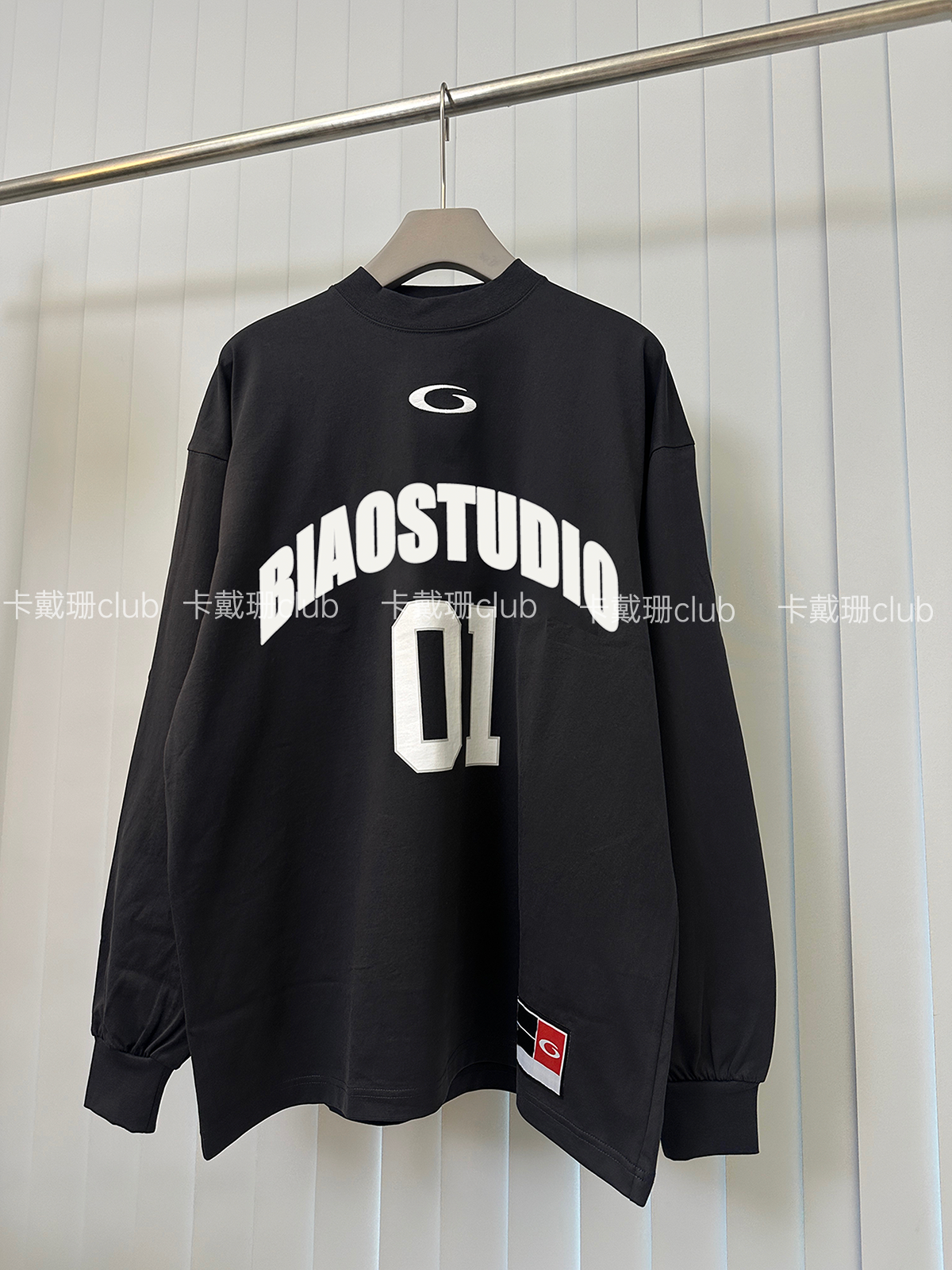 thumbnail for [Ceiling Behringer embroidery] 25SS basketball series 01 print black and white two-tone long sleeves