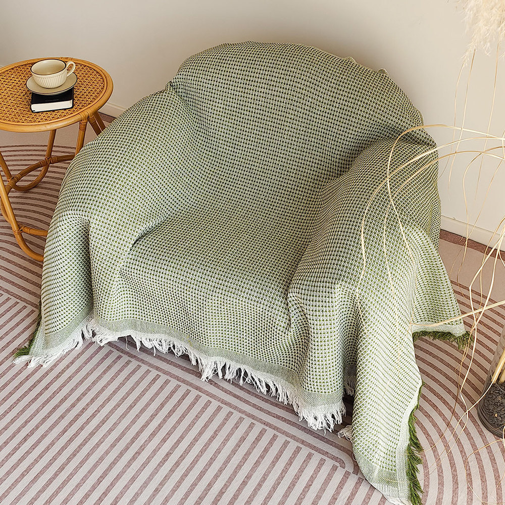 简约ins风纯色单人华夫格沙发盖布四季通用全盖沙发套罩沙发巾,居家布艺,沙发套,淘宝优惠券,粉丝福利购,淘宝优惠卷