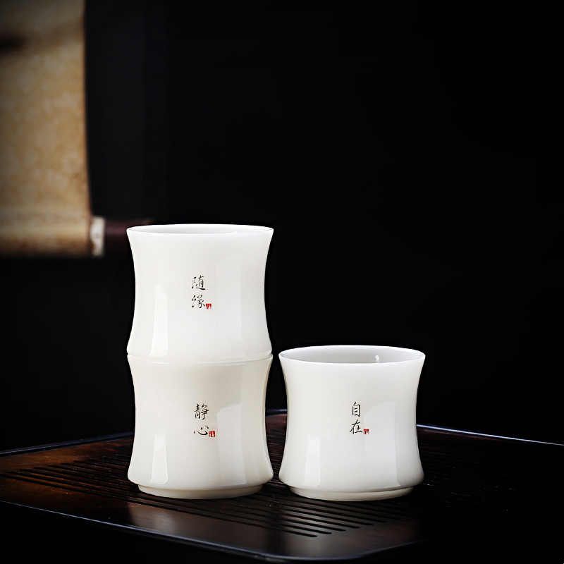 高级感二两白酒杯陶瓷杯高档德化白瓷烈酒杯6只装100ml黄酒杯单杯图片