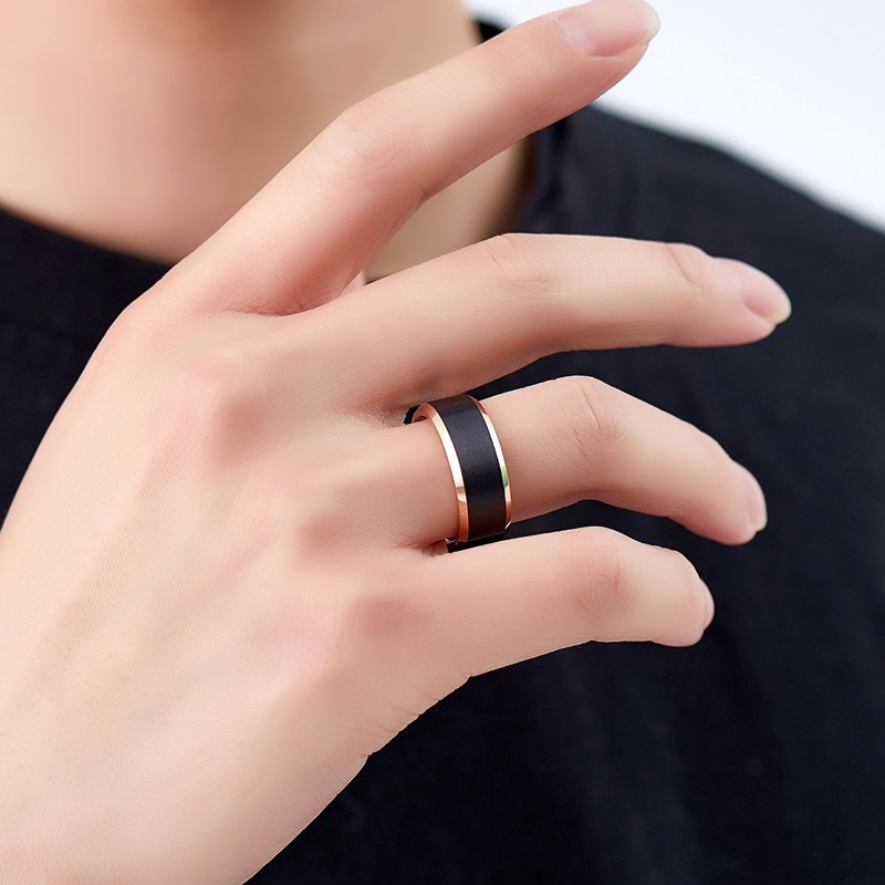 宽版黑色钨金戒指男士ins潮食指个性冷淡风高级感单身戒子欧美大