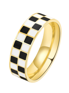 舒妃娅男女同款钛钢时尚黑白格子