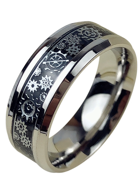 舒妃娅男士钛钢宽版齿轮戒指