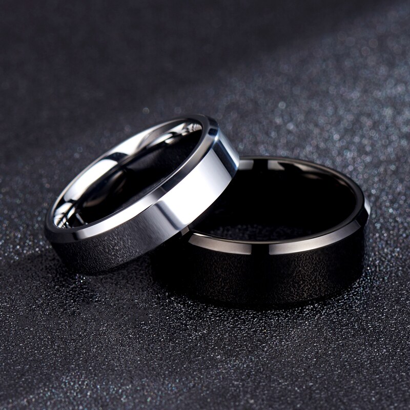 光面钨金戒指男ins潮人韩版个性简约单身戒贵族宽大号欧美食指环