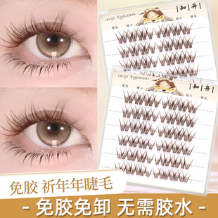 金棕色免胶系列假睫毛自然卷翘贴合眼型不扎眼日常百搭焦糖色睫毛
