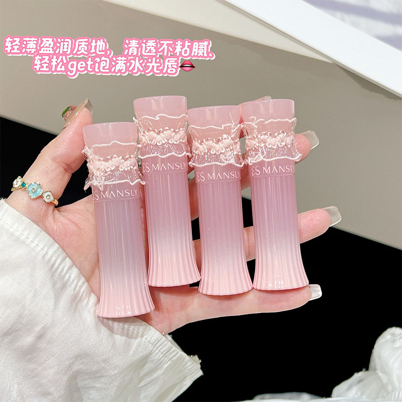 镜面水光玫瑰豆沙唇釉不易沾杯