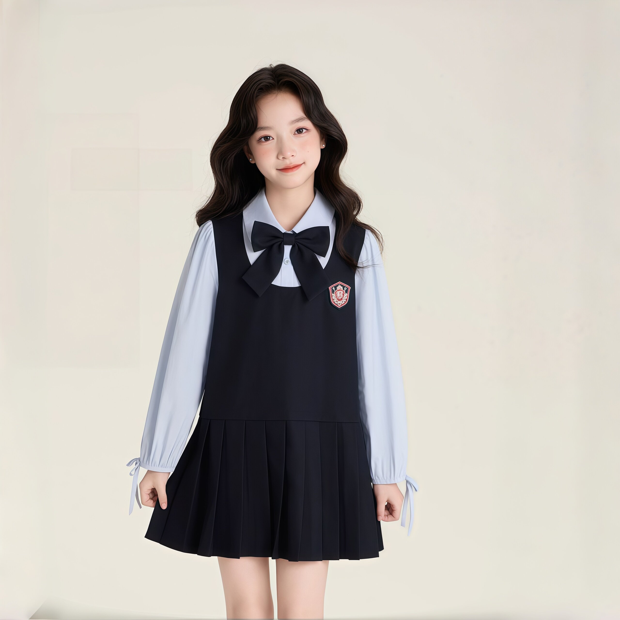 女童学院风JK制服百褶连衣裙