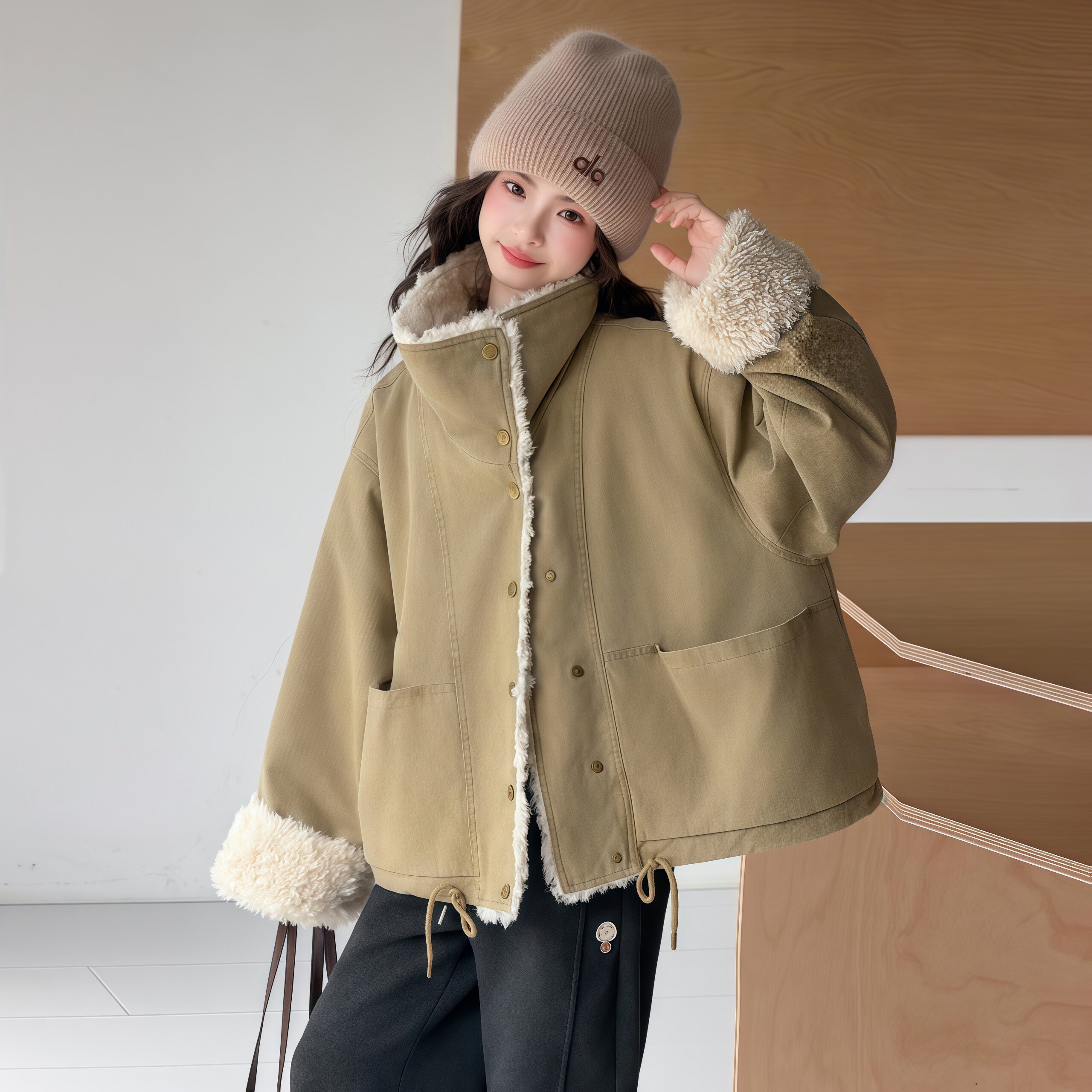 女童秋冬甜酷工装外套2026新款大童洋气加绒加厚上衣女孩保暖棉服
