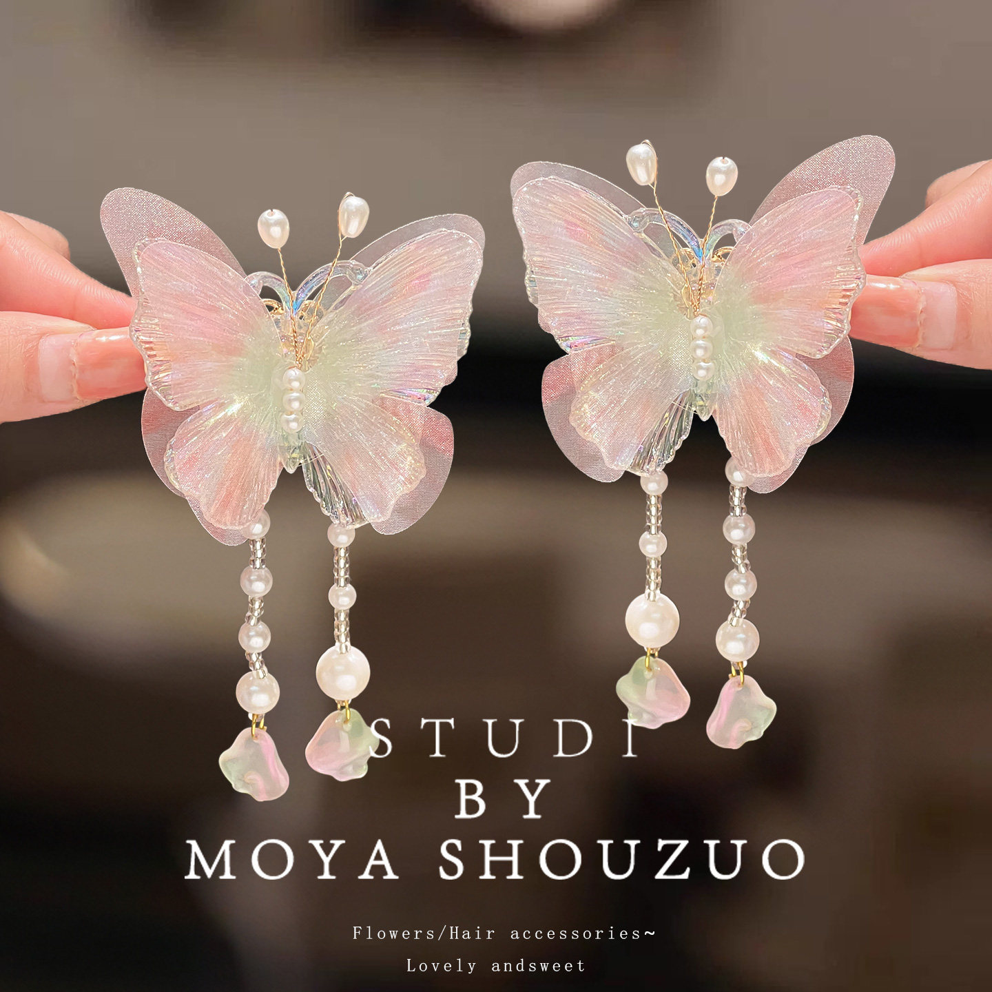 儿童古风汉服头饰蝴蝶流苏发夹小女孩女童中国风古装发卡夹子发饰