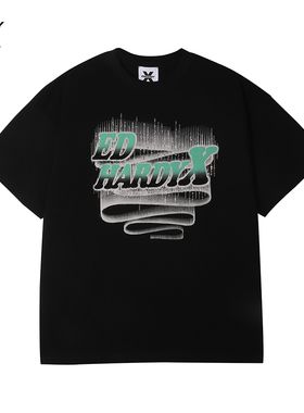 Ed hardy X Ed Hardy X美式凉感烫钻渐变印花情侣短袖T恤女夏季