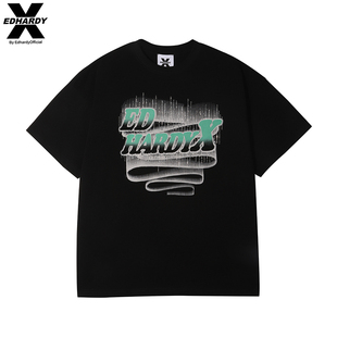 Hardy X美式 凉感烫钻渐变印花情侣短袖 T恤女夏季 hardy