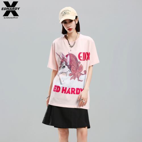 EDHARDYX独角兽天马烫钻印花T恤