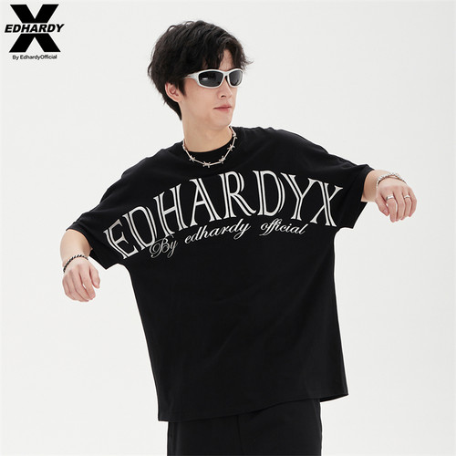 EDHARDYX星辰烫银翅膀印花T恤