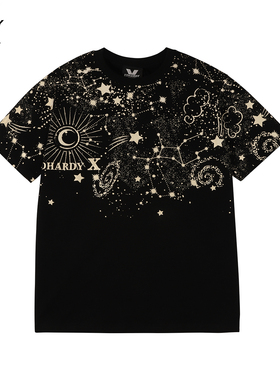 EDHARDYX夏季潮牌纯棉印花满天星时尚圆领短袖T恤X1C2QL310189