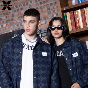 Hardy 满印提花休闲水洗牛仔衬衫 X2025新款 男女同款 外套潮 秋季