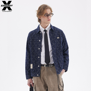 色织提花小方格牛仔夹克休闲印花衬衫 新款 X2025秋季 外套 Hardy