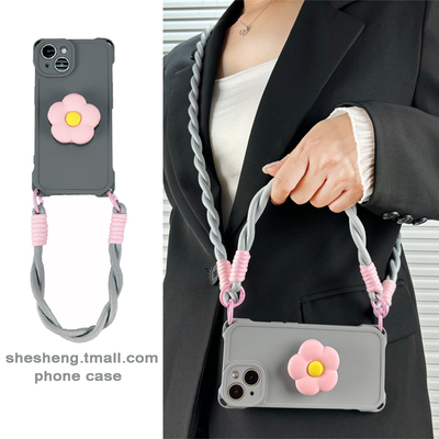 适用小米花朵支架挂绳斜挎手机壳