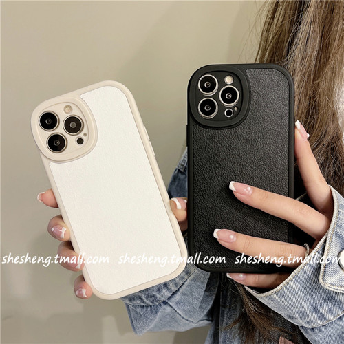 oppoRENO7纯色软壳皮纹手机壳