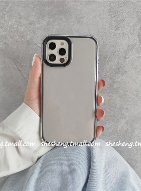ins新款黑色边框适用11/12pro苹果13手机壳x/xs max简约撞色xr软套iPhone7plus创意8P全包se三合一6s透明男女