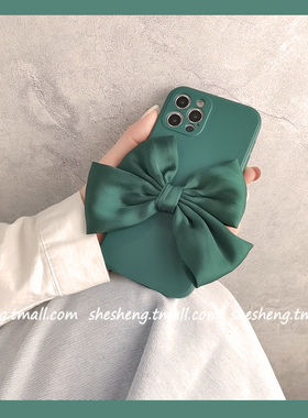 ins日韩复古墨绿色蝴蝶结oppo A9/A5手机壳A11x液态硅胶A32全包a52软A53/A55个性A72女A92s潮A93s创意A95时尚
