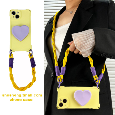 适用IQOO黄撞紫爱心支架手机外壳