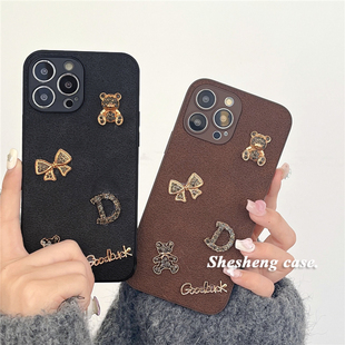 3手机壳pro网红A58x女款 x6复古K11x RENO10 A1小众A2高级感findx5 棕色月坑纹秋冬新款 小熊oppo