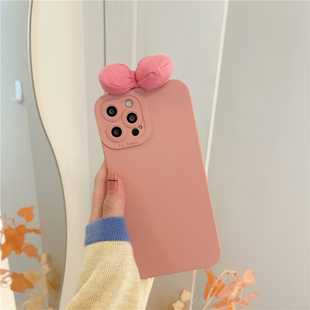 少女心粉色蝴蝶结适用iPhone13苹果11/12pro max手机壳xr/xs/8plus日韩ins防摔iphoneX液态硅胶个性保护套女