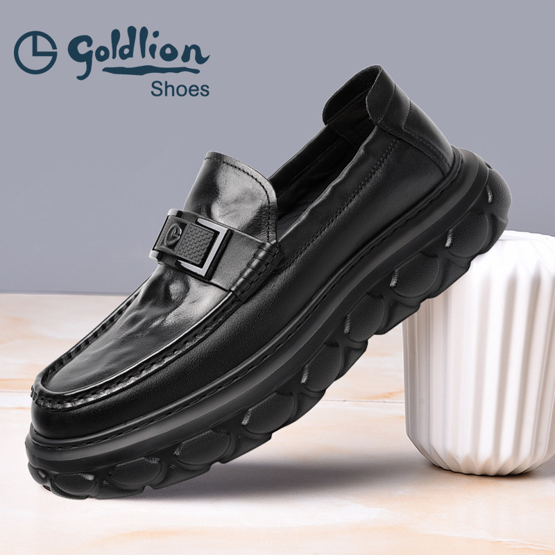 金利来男鞋热销款套脚商务休闲皮鞋男士脚蹬真皮黑色办公鞋乐福鞋,流行男鞋,休闲皮鞋,淘宝优惠券,粉丝福利购,淘宝优惠卷