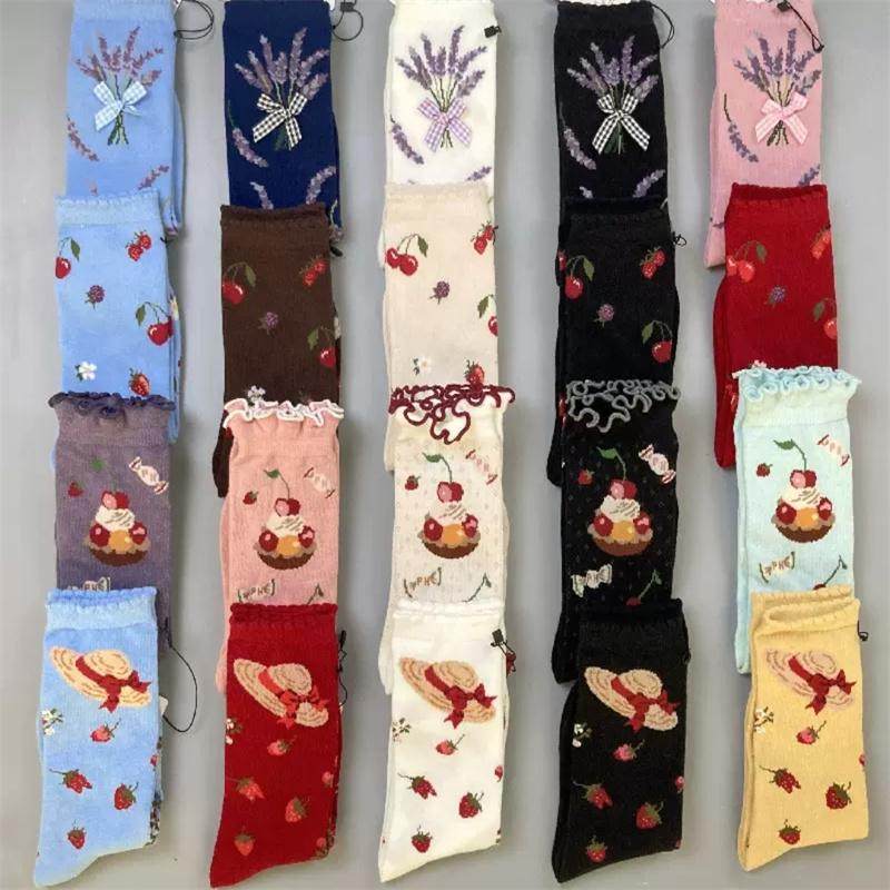 日系甜美少女蝴蝶结中筒袜