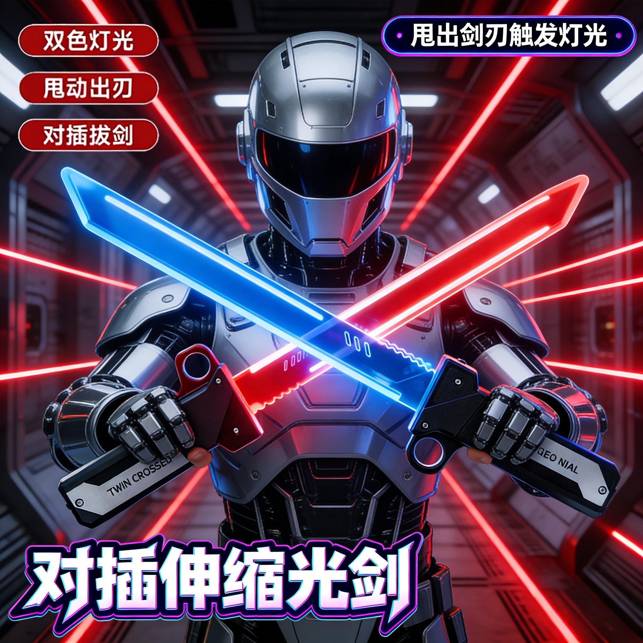 对插发光双刃光剑伸缩激光剑儿童玩具刀男孩网红爆款闪光宝剑武士,玩具/童车/益智/积木/模型,发光玩具,淘宝优惠券,粉丝福利购,淘宝优惠卷