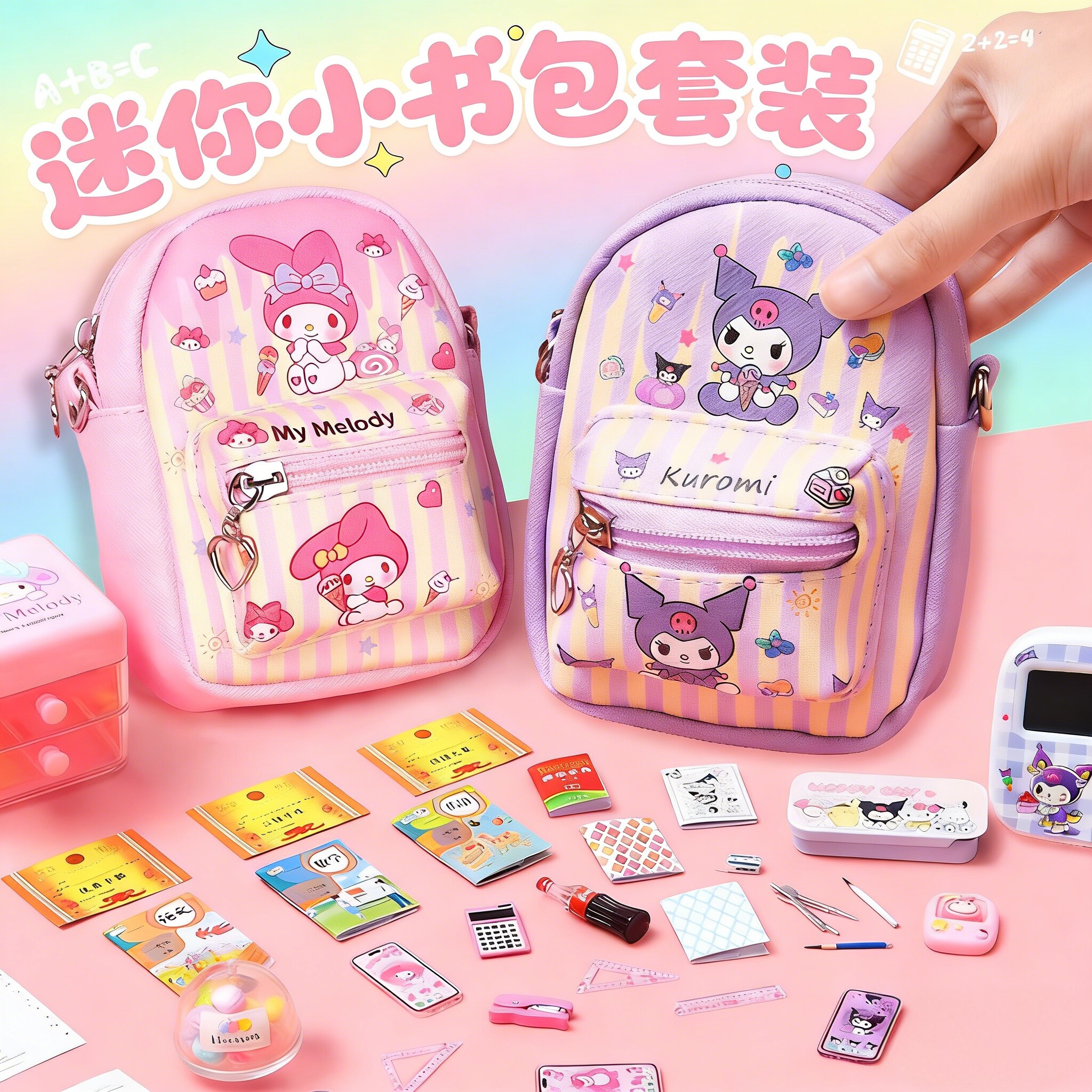 迷你小书包儿童全套女孩mini书本微缩文具玩具女生超小豪华双肩包