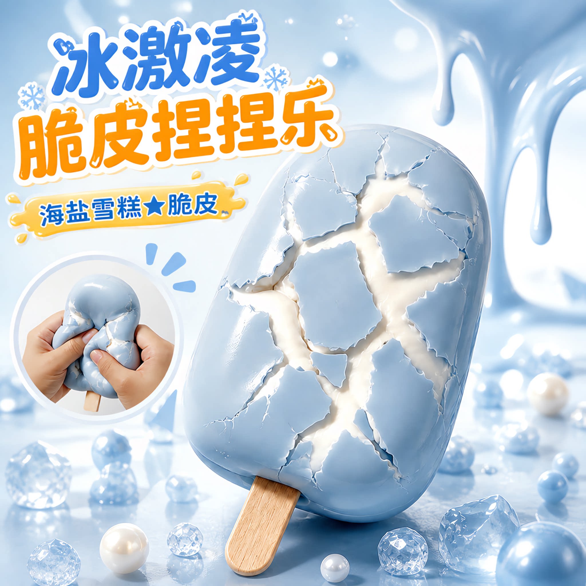 雪糕脆皮手捏捏作球超软解压蜡皮发泄球嘎嘣脆声控解压儿童玩具女