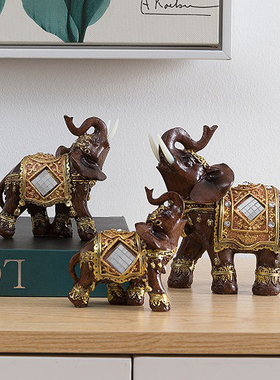 创意泰国大象一对装饰摆