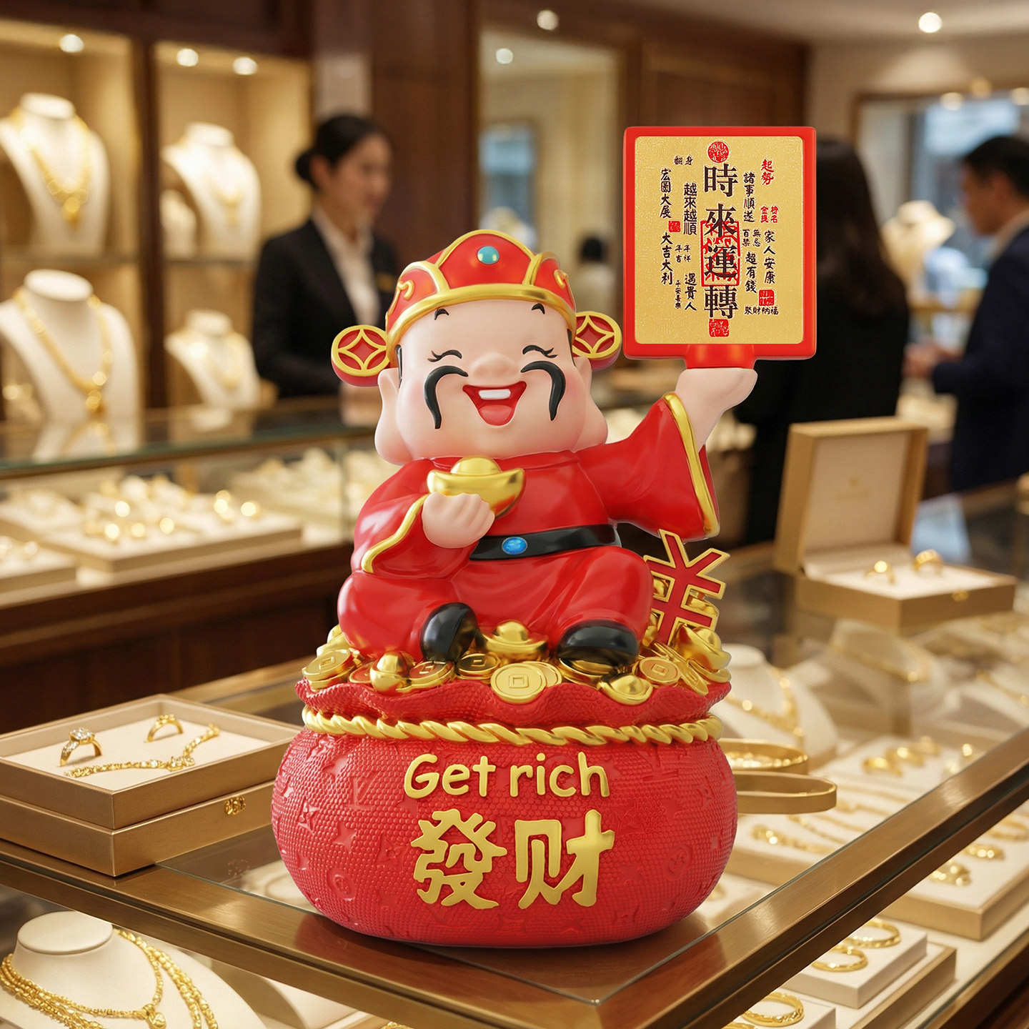 创意摆件财神爷储蓄罐存钱罐乔迁开业礼物桌面收银台高档新年装饰