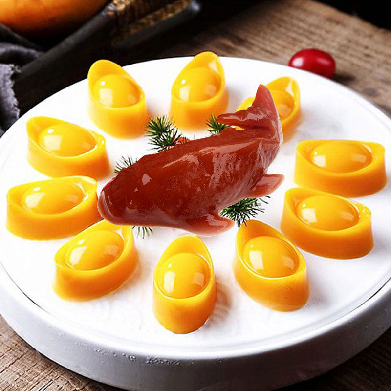 年年有鱼八宝饭山楂鱼酒店婚宴摆盘年夜饭招财进宝元宝芒果味果冻