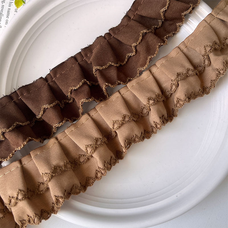 4CM双层涤棉咖色曲牙花边宠物洛丽塔裙边袖口领口荷叶边DIY辅料,居家布艺,花边,淘宝优惠券,粉丝福利购,淘宝优惠卷