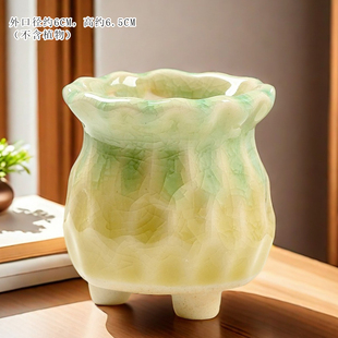 多肉陶瓷花盆小花盆小号控型彩绘冰裂透气桌面装饰带脚拇指盆手绘
