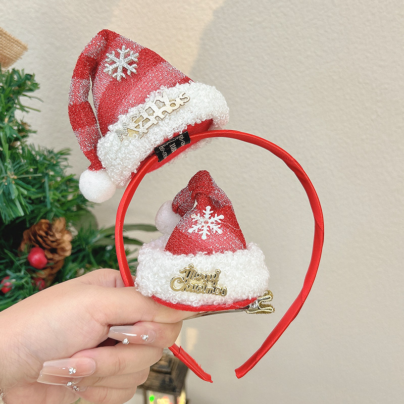 立体圣诞帽子发夹甜美百搭刘海