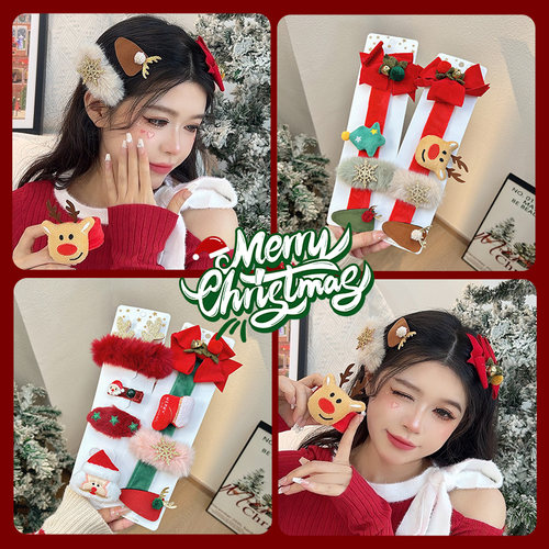 圣诞装饰品发夹卡麋鹿头饰啪啪圈