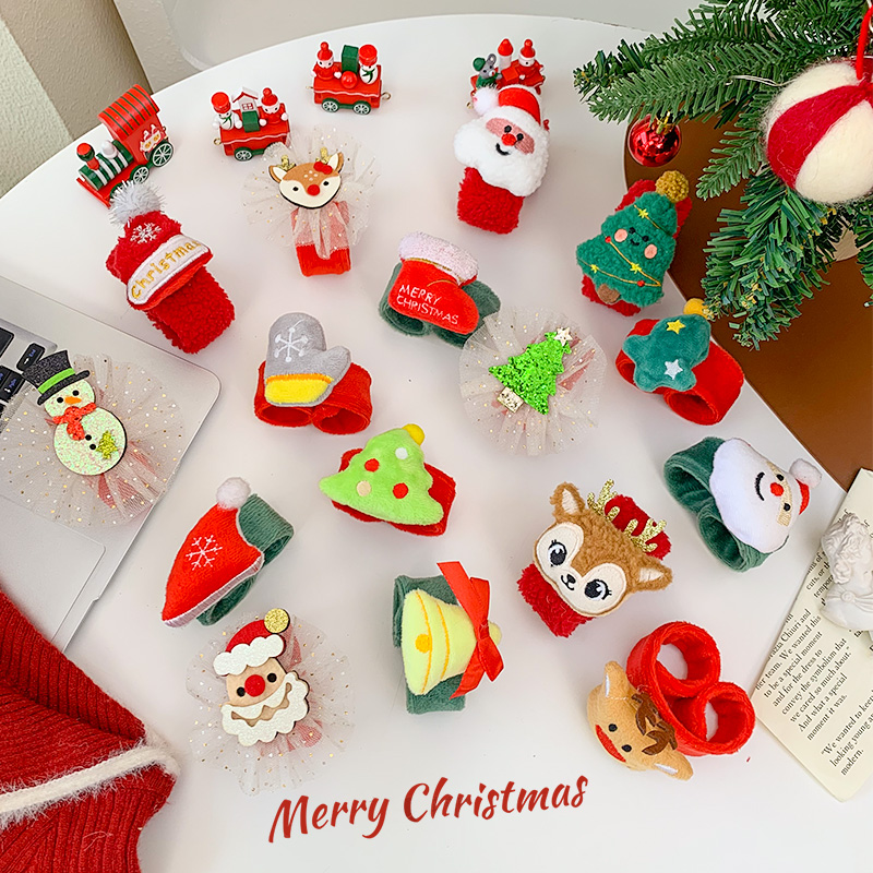 圣诞节啪啪圈圣诞小礼物2025新款手环幼儿园圣诞活动毛绒玩具成品