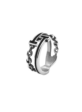 国风潮铜镀银手工饰品古戒指个性嘻哈女ins冷淡简约泰银色食指戒