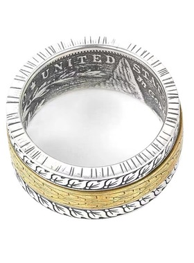 国风潮铜镀银手工饰品新款古钱币身戒指泰银色复古食指环轻奢开口