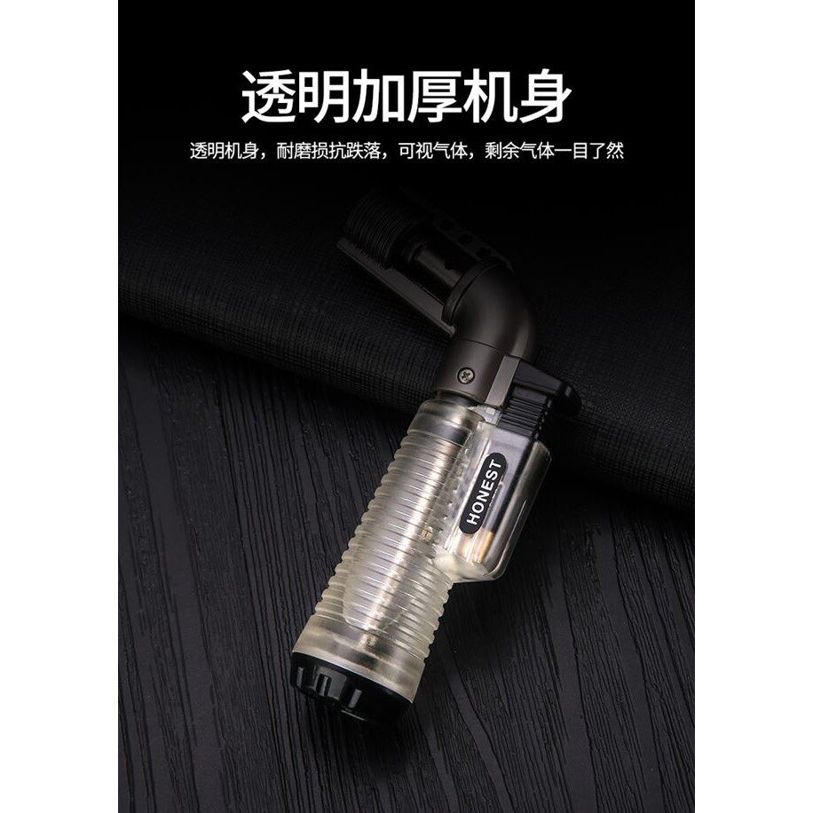 百诚弯头直冲充气打火机便携烟斗雪茄透明迷你小焊枪檀香艾灸专用图片