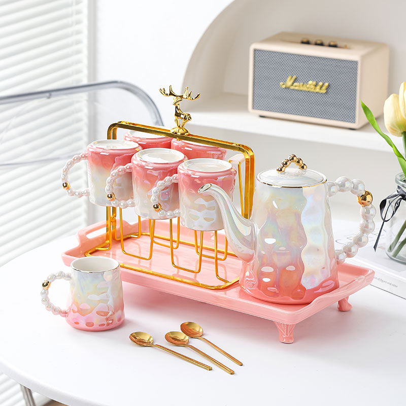 轻奢高档陶瓷茶具套装家用水杯茶杯待客杯子欧式茶壶结婚陪嫁水具
