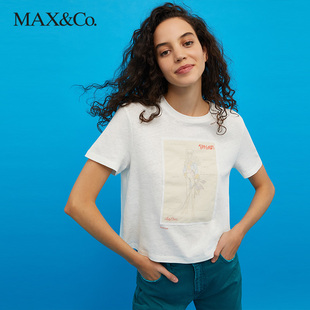 MAX&Co.秋冬新款 maxco OSCAR女士T恤凡尔赛玫瑰联名款 LADY