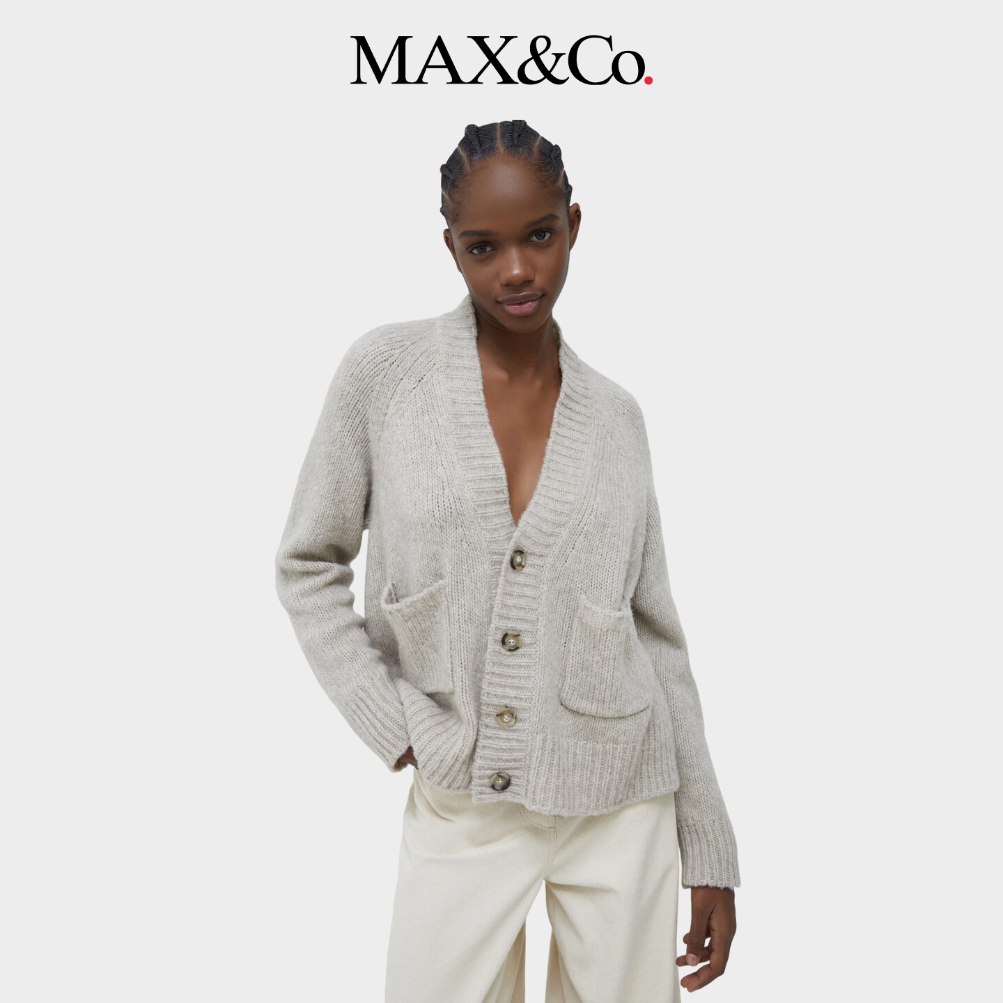 MAX&Co.女装羊毛羊绒混纺毛衣开襟衫6346014402