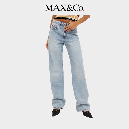 MAX&Co.女装改版直筒浅蓝色休闲牛仔裤6186074102maxco