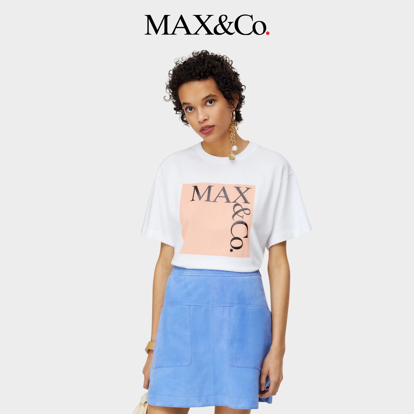 MAX&Co.女装棉质LOGO印花短袖T恤女打底衫 明星同款maxco
