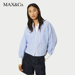 【甄选惠享】MAX&Co.2025春夏条纹府绸短款衬衫6111045302