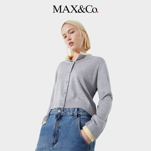 【季末甄选】MAX&Co.女装休闲直筒毛衣绵羊毛开襟衫6346015302